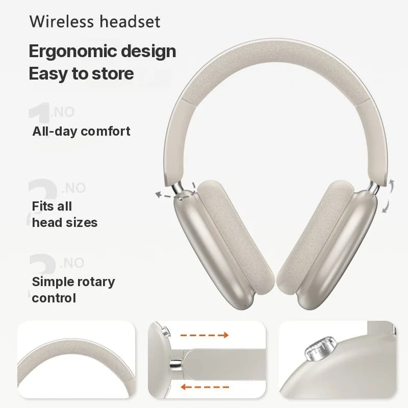 Fone de Ouvido Sem Fio Over-Ear com Cancelamento Ativo de Ruído e Longa Duração de Bateria