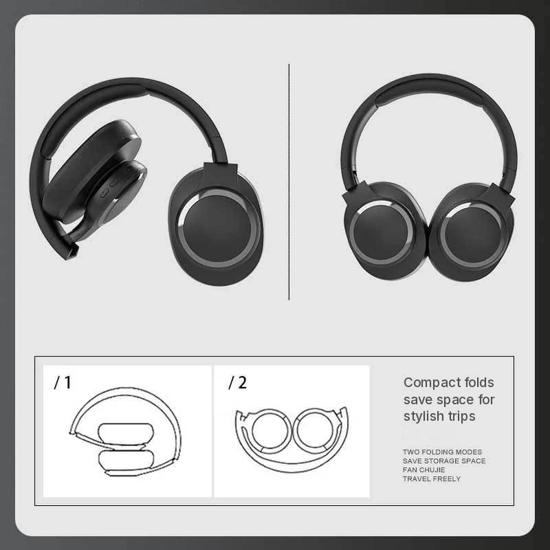 Fone de Ouvido Over-Ear Bluetooth Sem Fio com Rádio FM e Slot para Cartão TF
