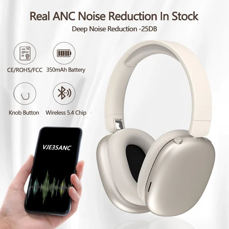 Fone de Ouvido Bluetooth Sem Fio com Cancelamento Ativo de Ruído e Microfone