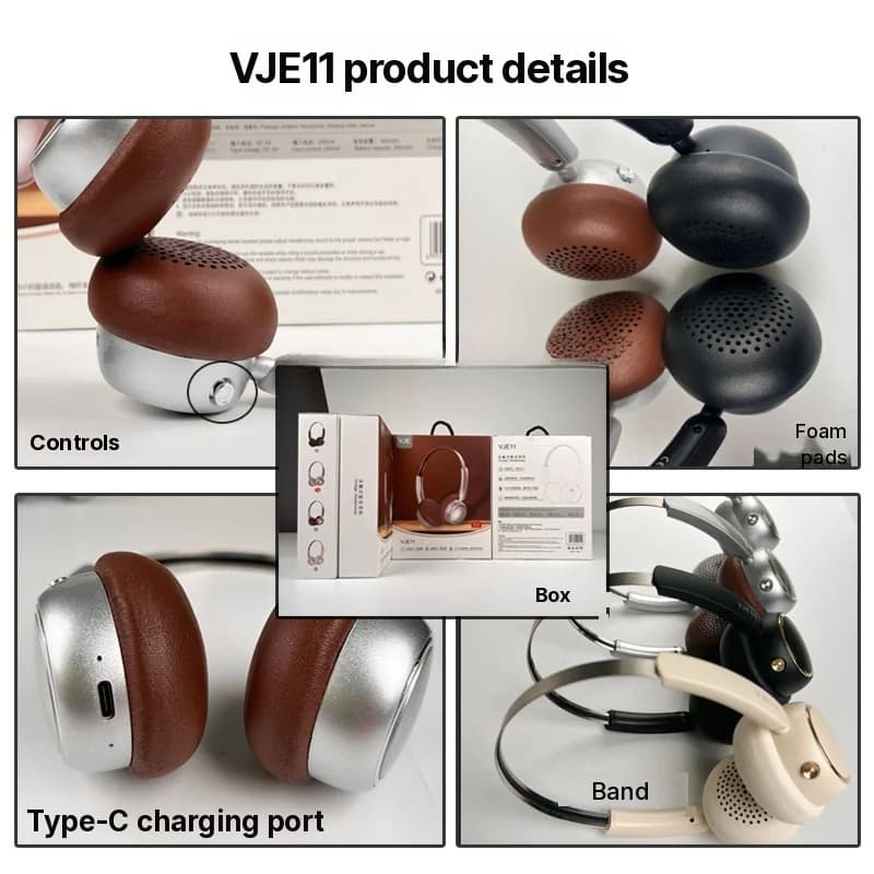 Fone de Ouvido Sem Fio Retro Over-Ear com Rádio FM e Bluetooth 5.4