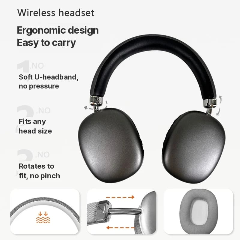 Fones de Ouvido Sem Fio Over-Ear com Rádio FM e Slot para Cartão TF