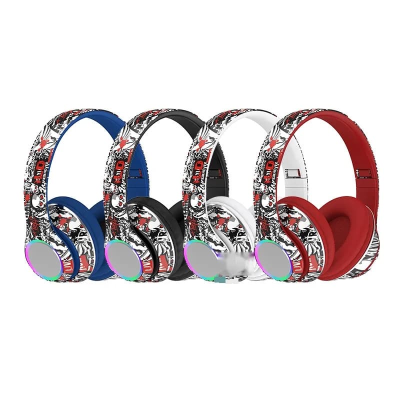 Fone de Ouvido Bluetooth Supra-auricular Graffiti com Luzes LED e Graves Profundos