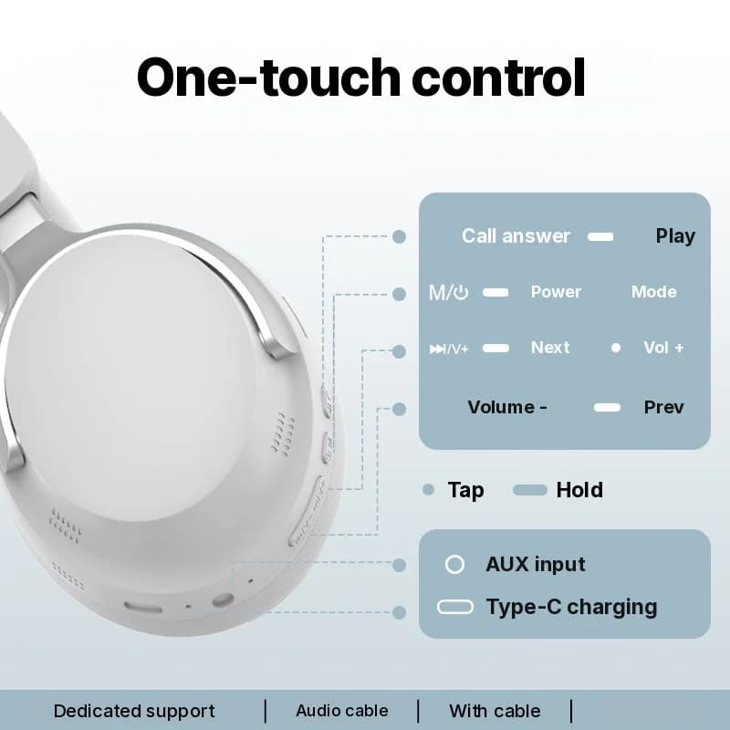 Fone de Ouvido Bluetooth Over-Ear com Rádio FM e Bateria de Longa Duração