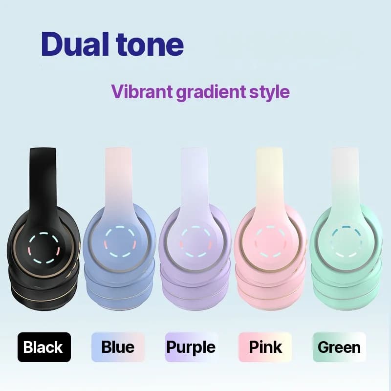 Fones de Ouvido Sem Fio Over-Ear com Luzes LED e Rádio FM