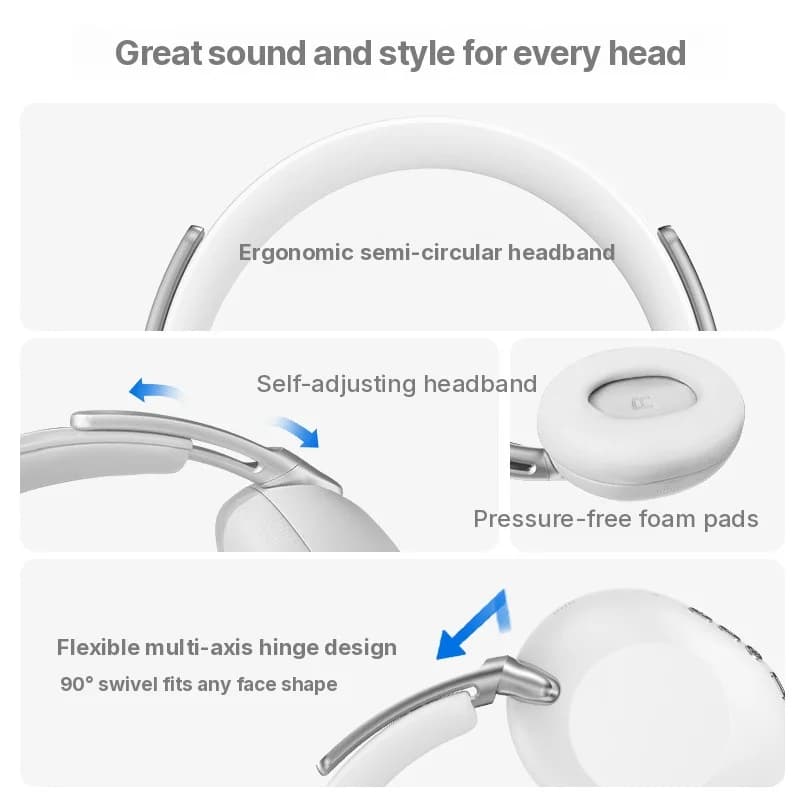 Fones de Ouvido Bluetooth Sem Fio Over-Ear com Cancelamento Ativo de Ruído