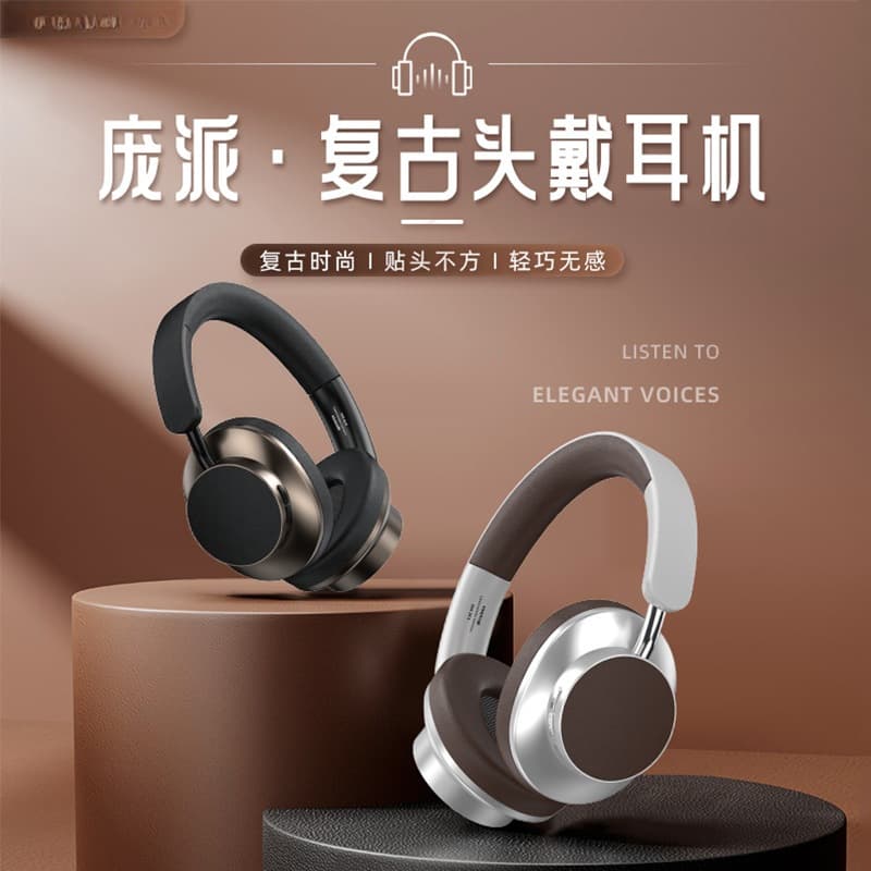Fone de Ouvido Bluetooth Sem Fio Retro Over-Ear com Rádio FM e Slot para Cartão TF