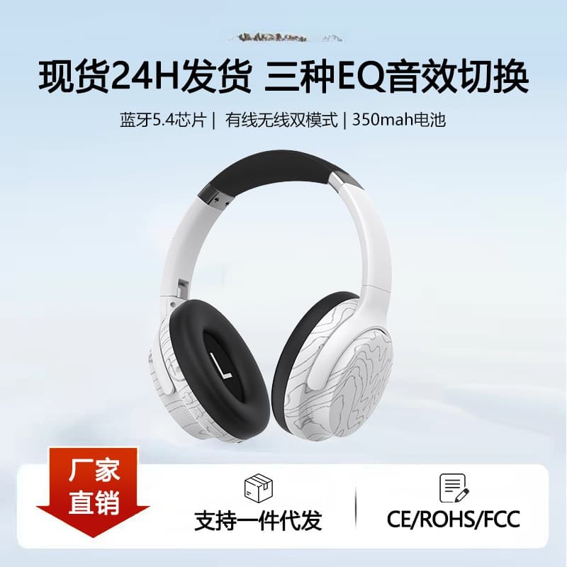 Fone de Ouvido Bluetooth Wireless Over-Ear com Microfone e Múltiplos Modos EQ