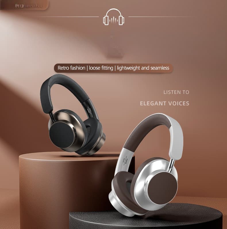 Fone de Ouvido Bluetooth Retro Over-Ear com Rádio FM e Slot para Cartão TF